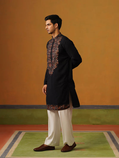 Navy Blue Japanese Kurta with Baggy Pant