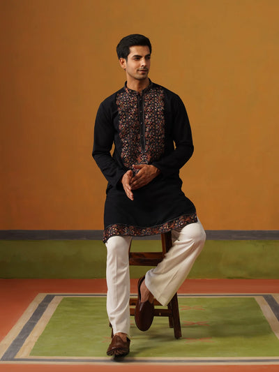 Navy Blue Japanese Kurta with Baggy Pant
