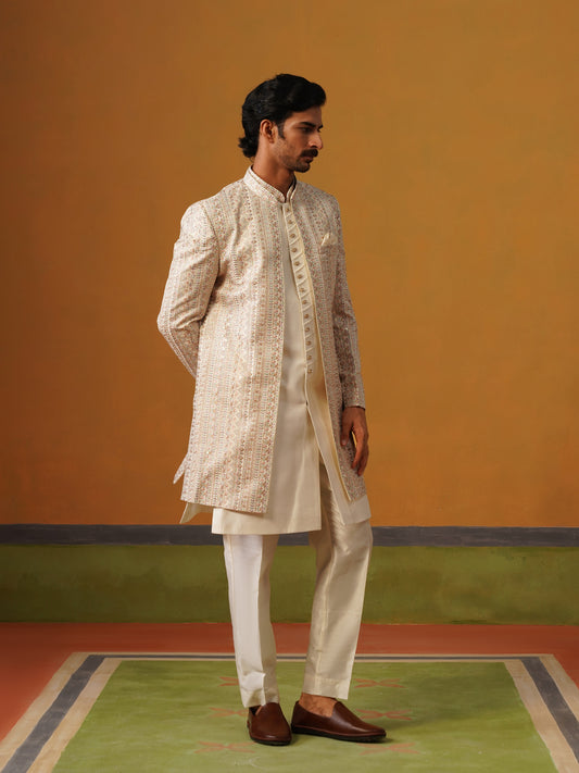 Cream 3 Piece Nawabi Set