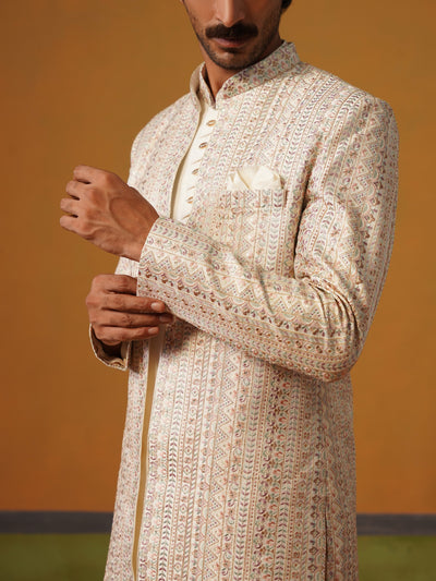 Cream 3 Piece Nawabi Set