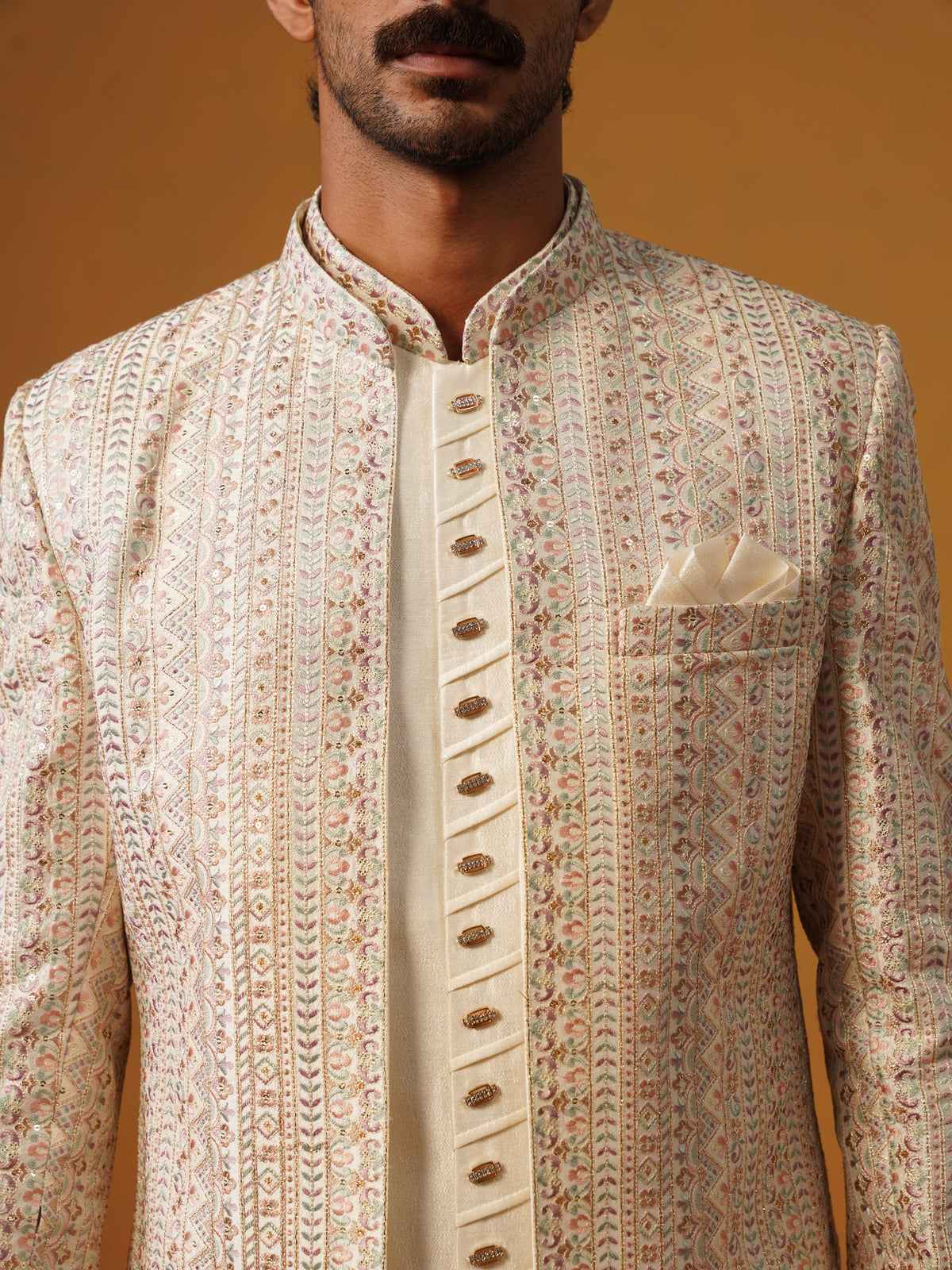 Cream 3 Piece Nawabi Set
