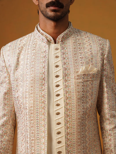 Cream 3 Piece Nawabi Set