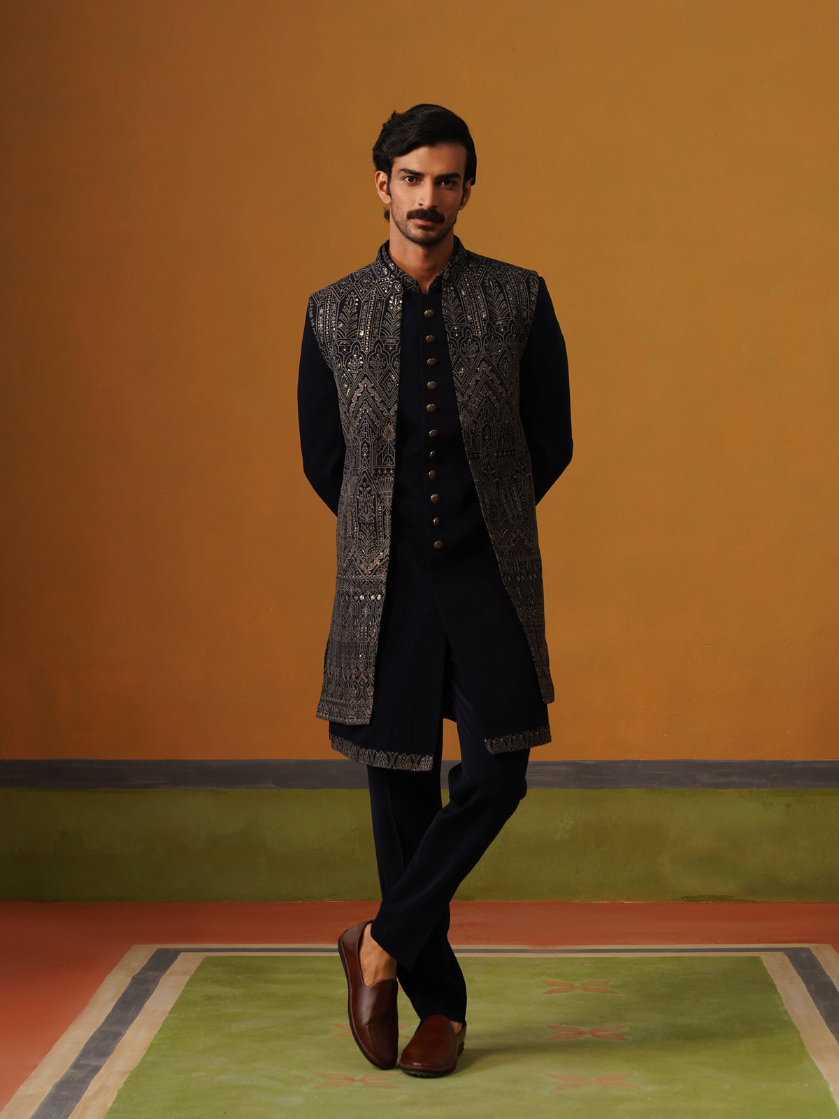 Navy Blue Indo Western Set