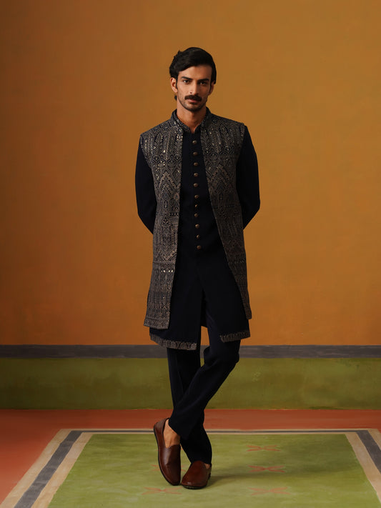 Navy Blue Indo Western Set