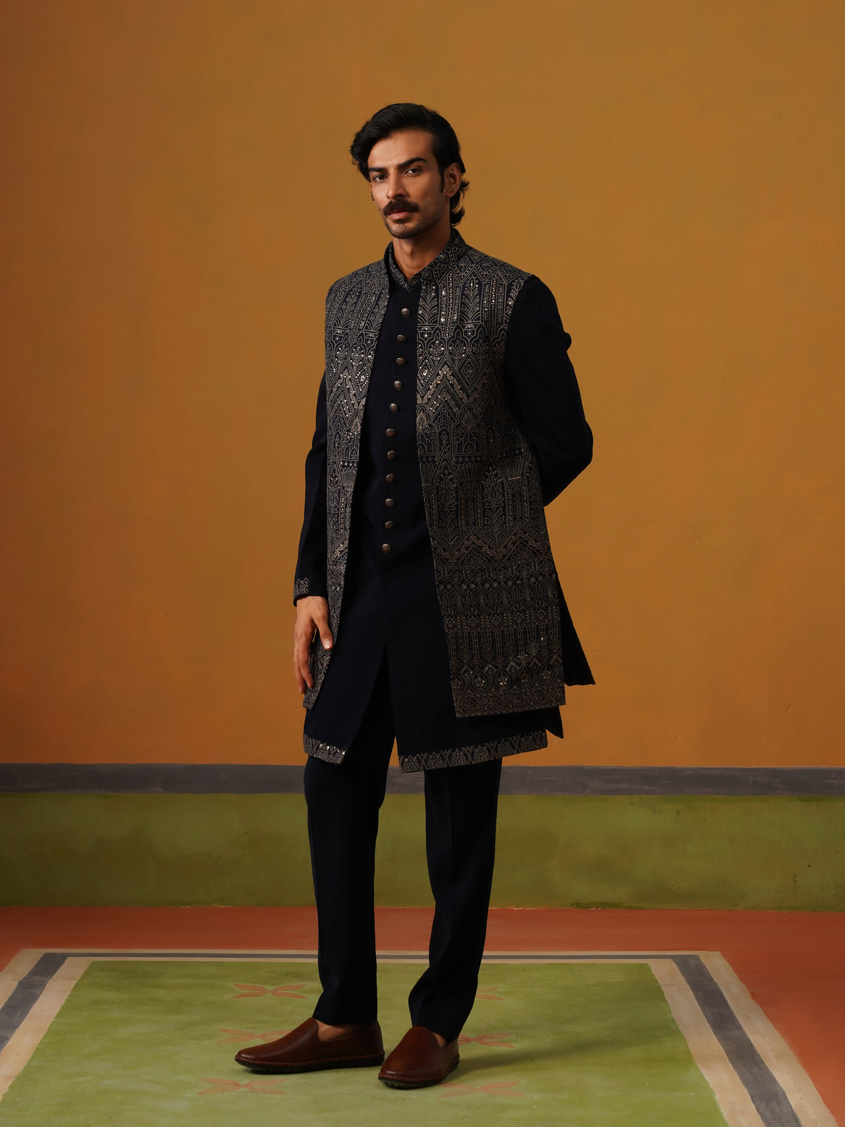Navy Blue Indo Western Set