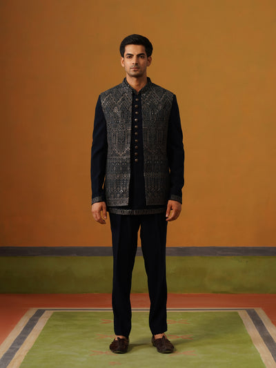 Teal Blue Indo Jodhpuri Set