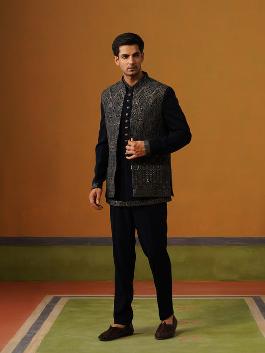 Teal Blue Indo Jodhpuri Set