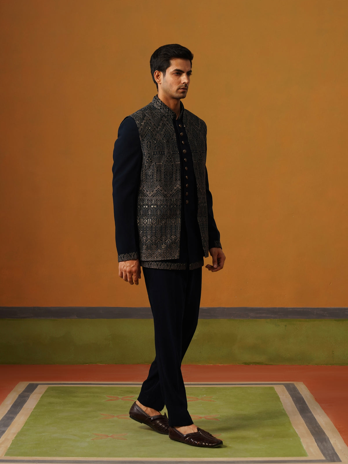 Teal Blue Indo Jodhpuri Set