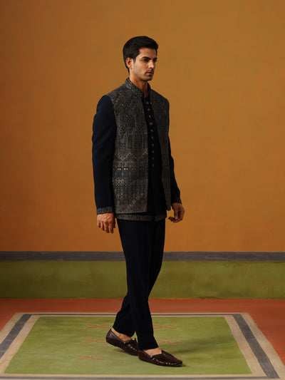 Teal Blue Indo Jodhpuri Set