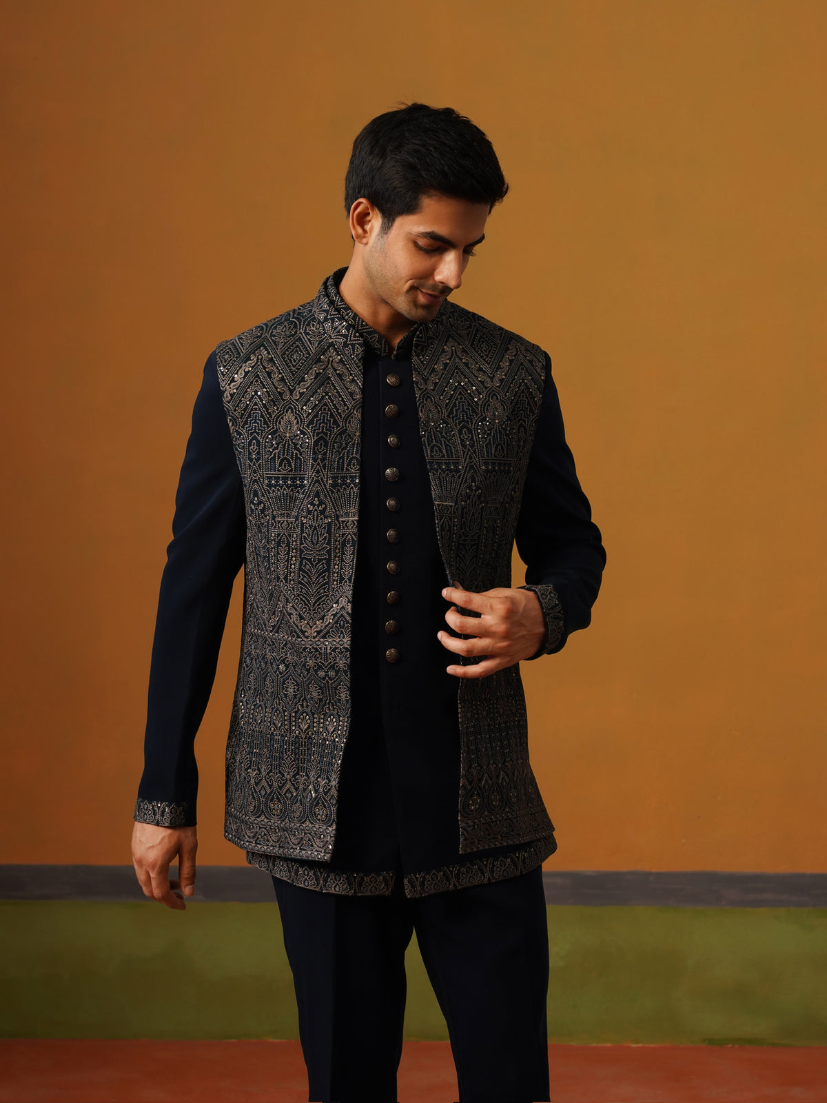Teal Blue Indo Jodhpuri Set