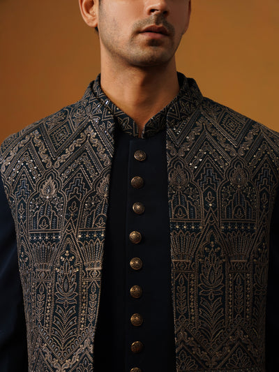 Teal Blue Indo Jodhpuri Set