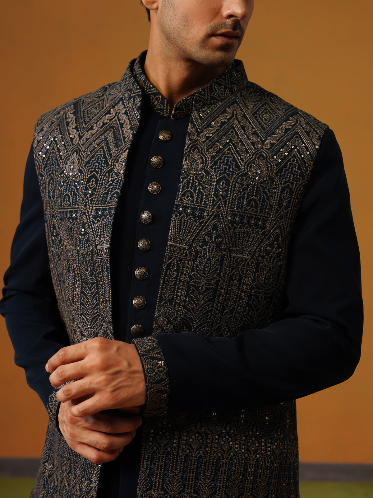 Teal Blue Indo Jodhpuri Set