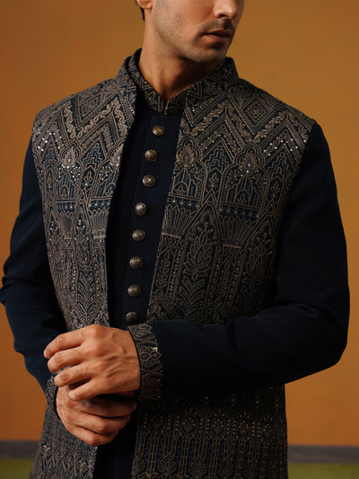 Teal Blue Indo Jodhpuri Set
