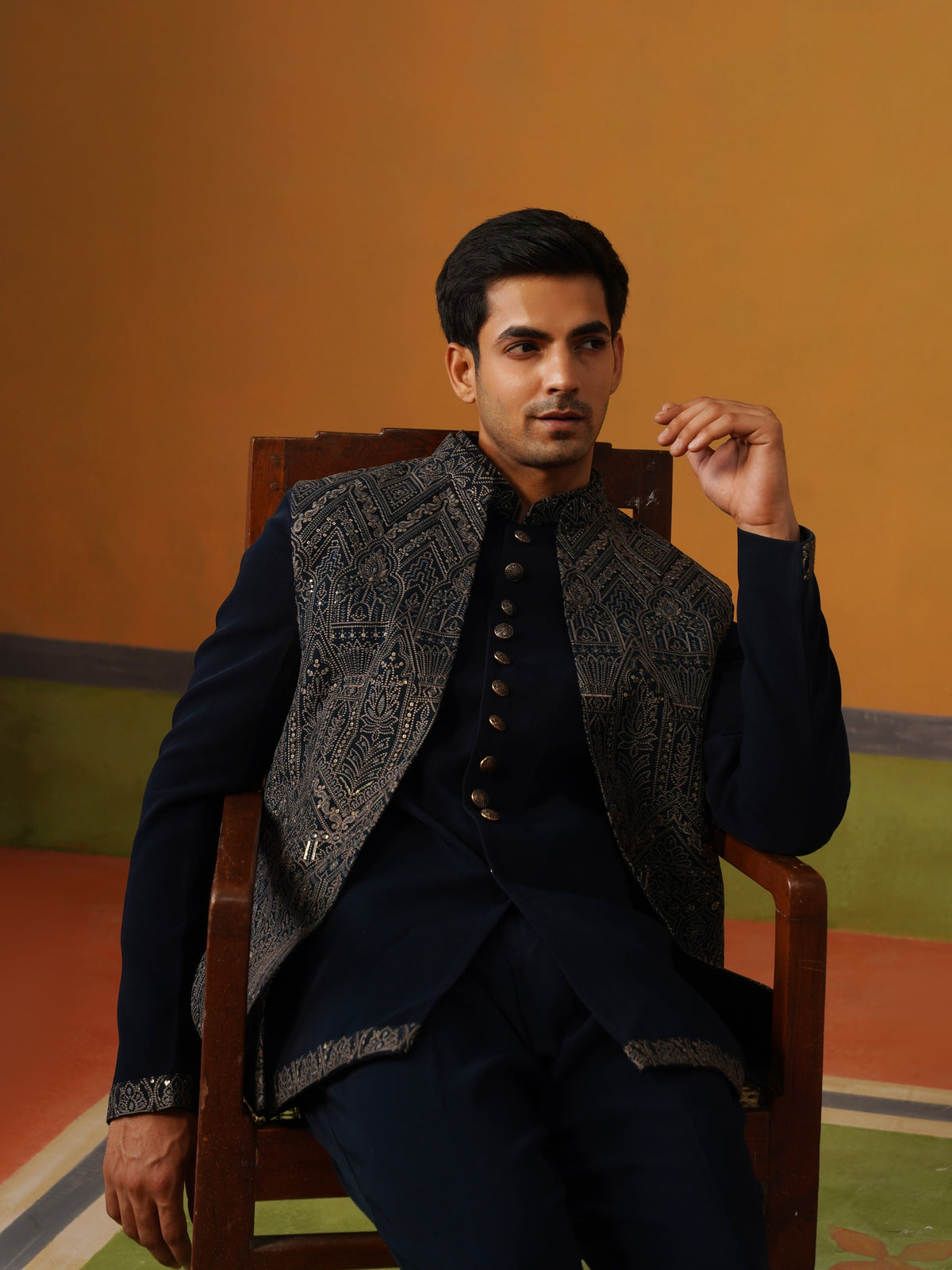 Teal Blue Indo Jodhpuri Set