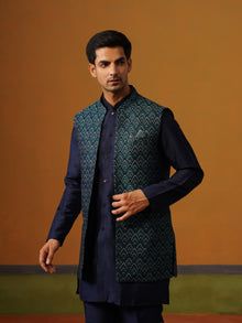 Navy Blue Jaquard Koti Set