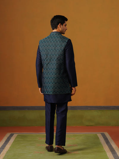 Navy Blue Jaquard Koti Set