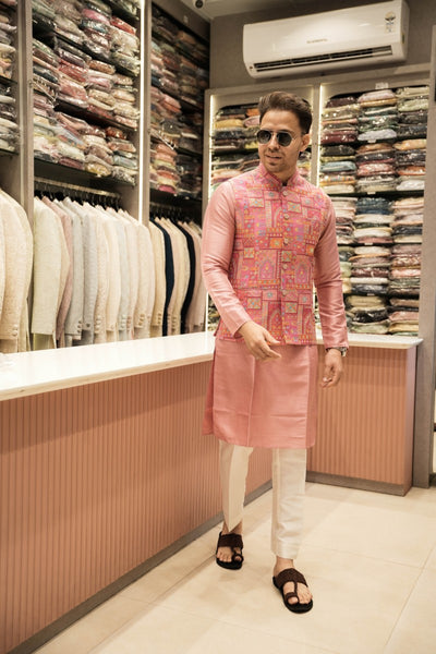 Pink Embroidery Jacket Set