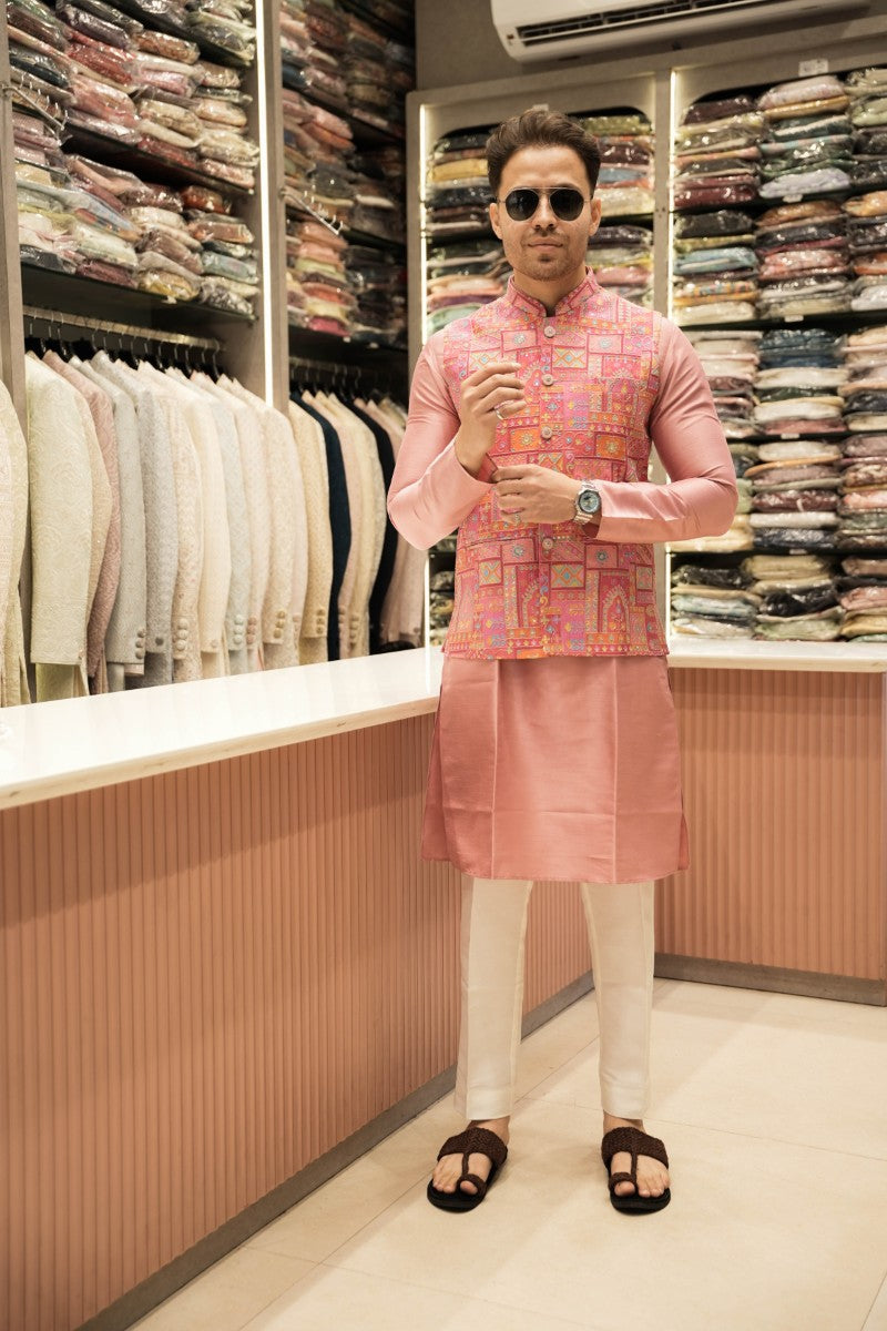 Pink Embroidery Jacket Set
