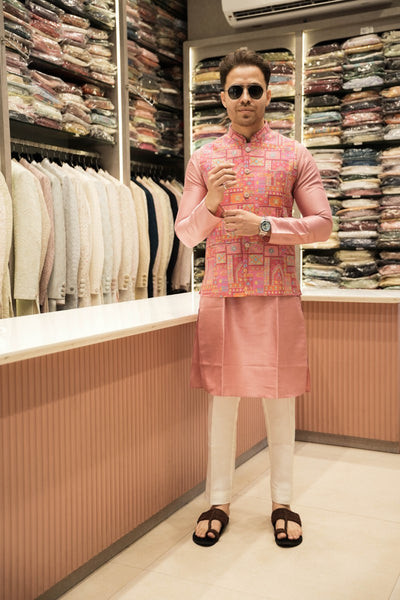 Pink Embroidery Jacket Set