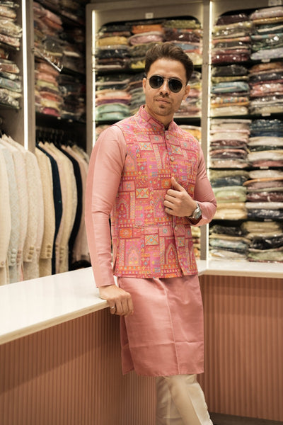 Pink Embroidery Jacket Set