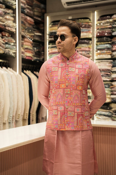 Pink Embroidery Jacket Set