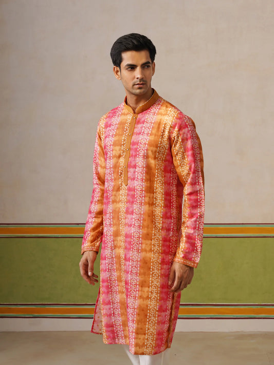 Yellow Multi Print Kurta with Neck Design