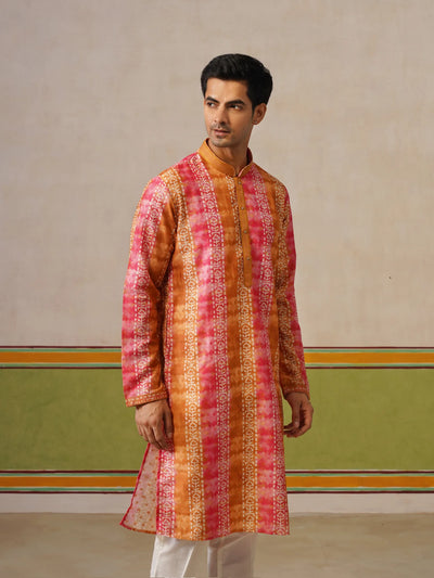 Yellow Multi Print Kurta with Neck Design