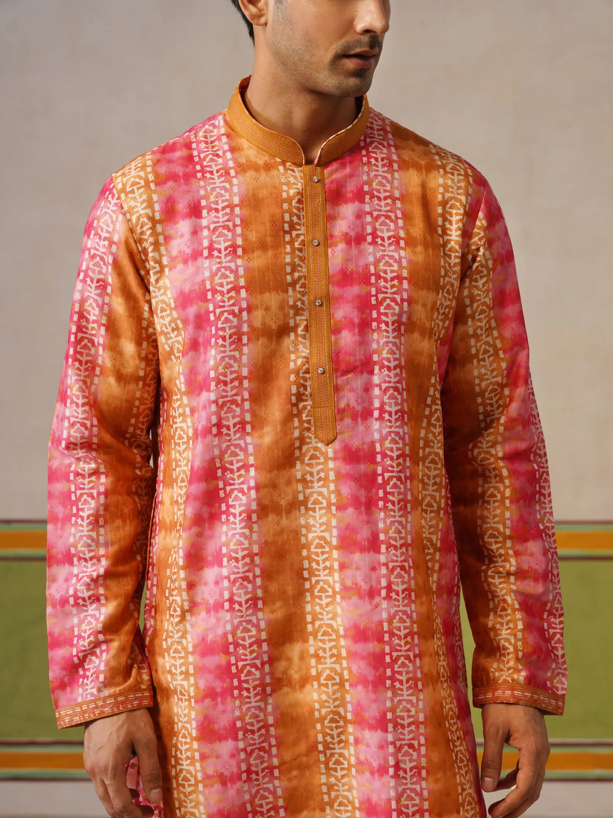 Yellow Multi Print Kurta with Neck Design