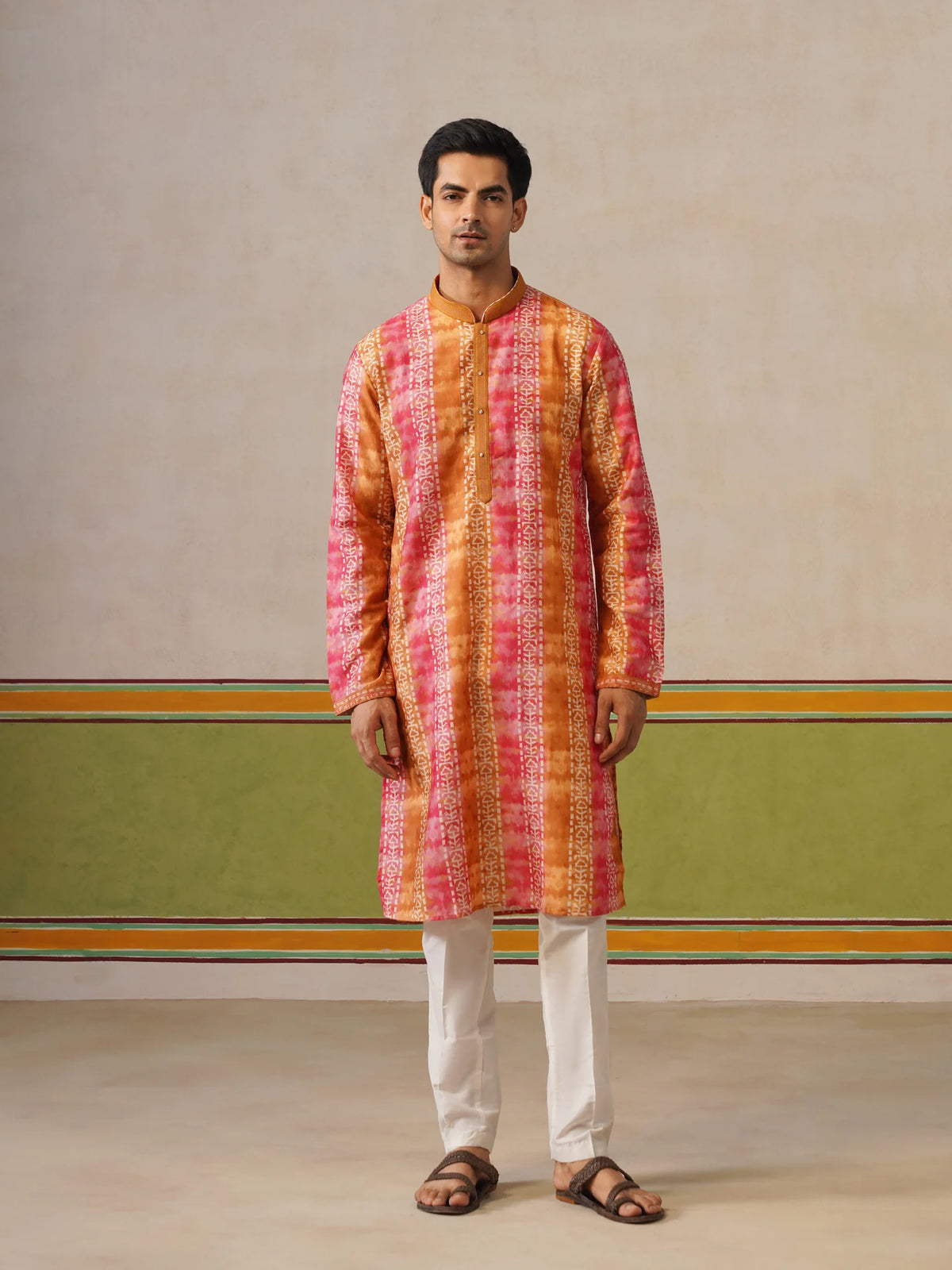 Yellow Multi Print Kurta with Neck Design