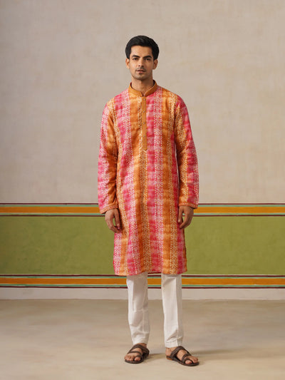 Yellow Multi Print Kurta with Neck Design