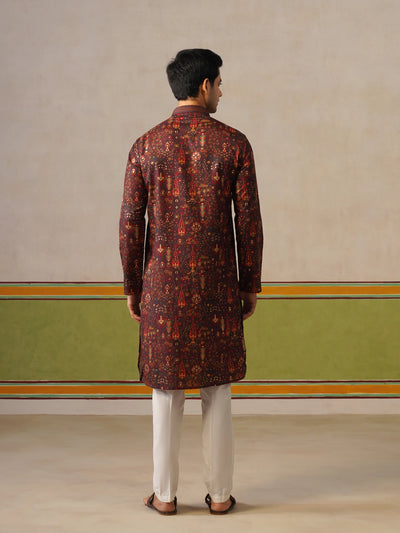 Maroon Printed with Foil Kurta Only