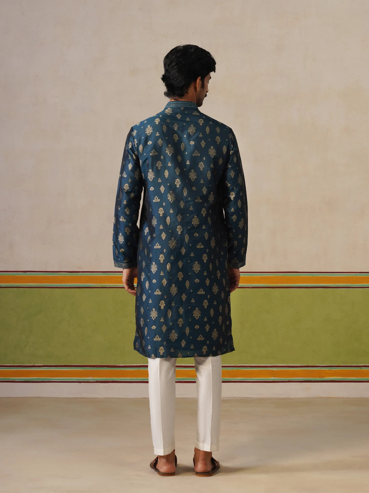 Rama Green Silk Butti Kurta with Pant