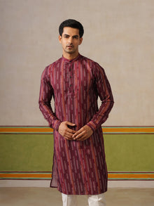Maroon Printed Cotton Kurta Only