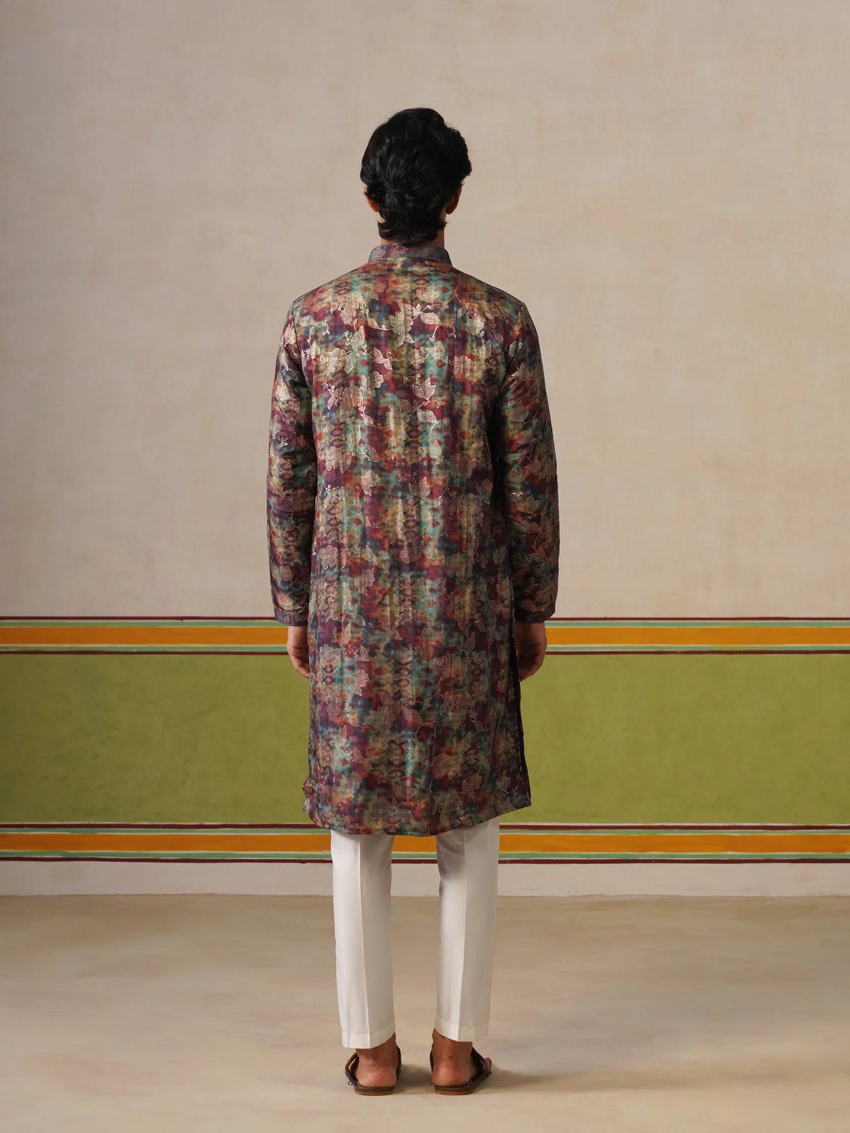 Maroon Brocket Silk Kurta Pant Set