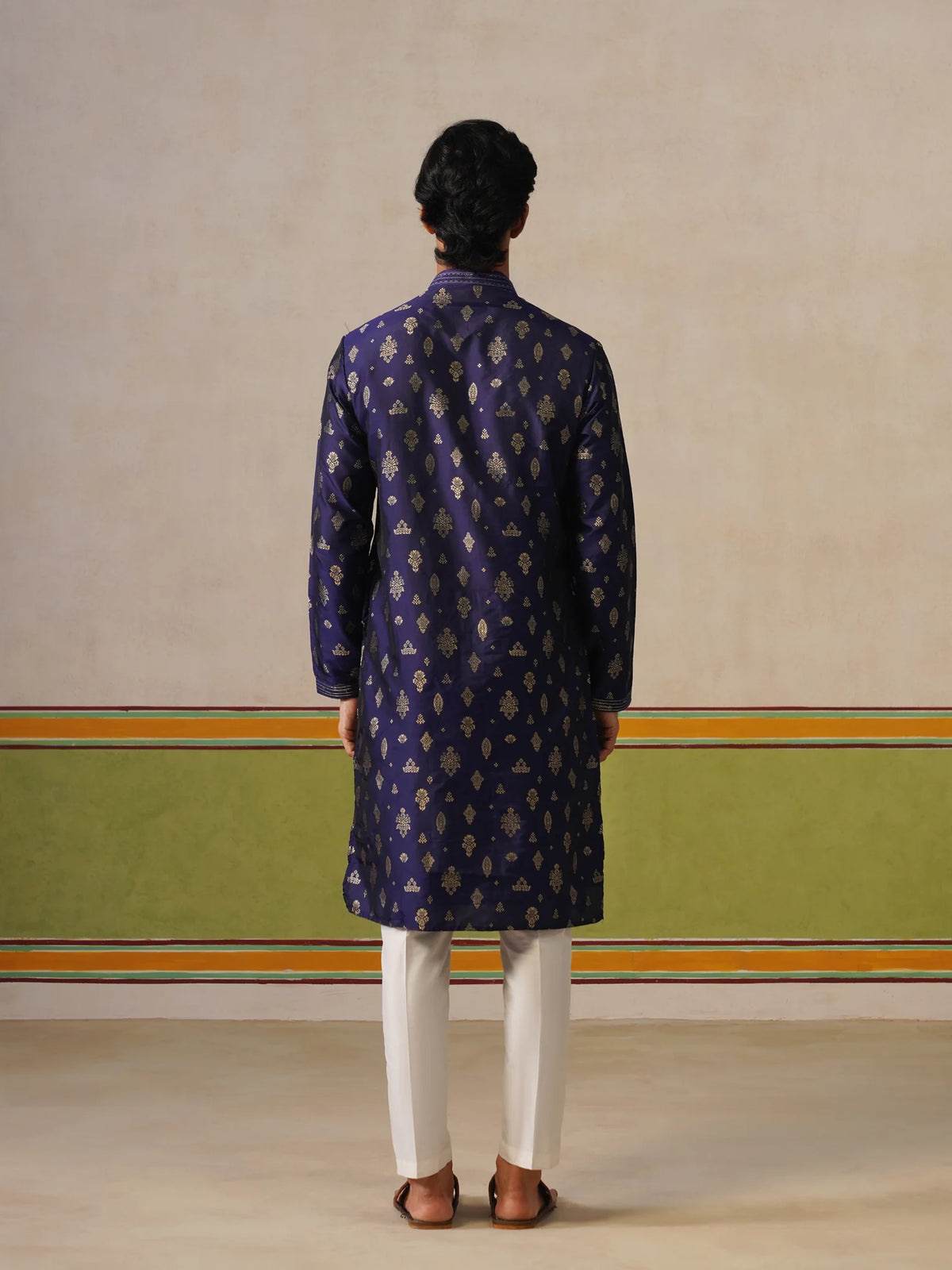 Blue Silk Butti Kurta with Pant