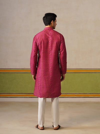 Pink Silk Printed Kurta Only