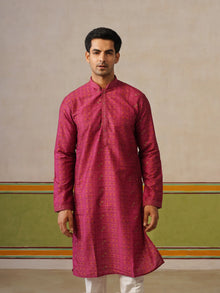 Pink Silk Printed Kurta Only