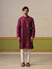 Purple Silk Butti Kurta with Pant
