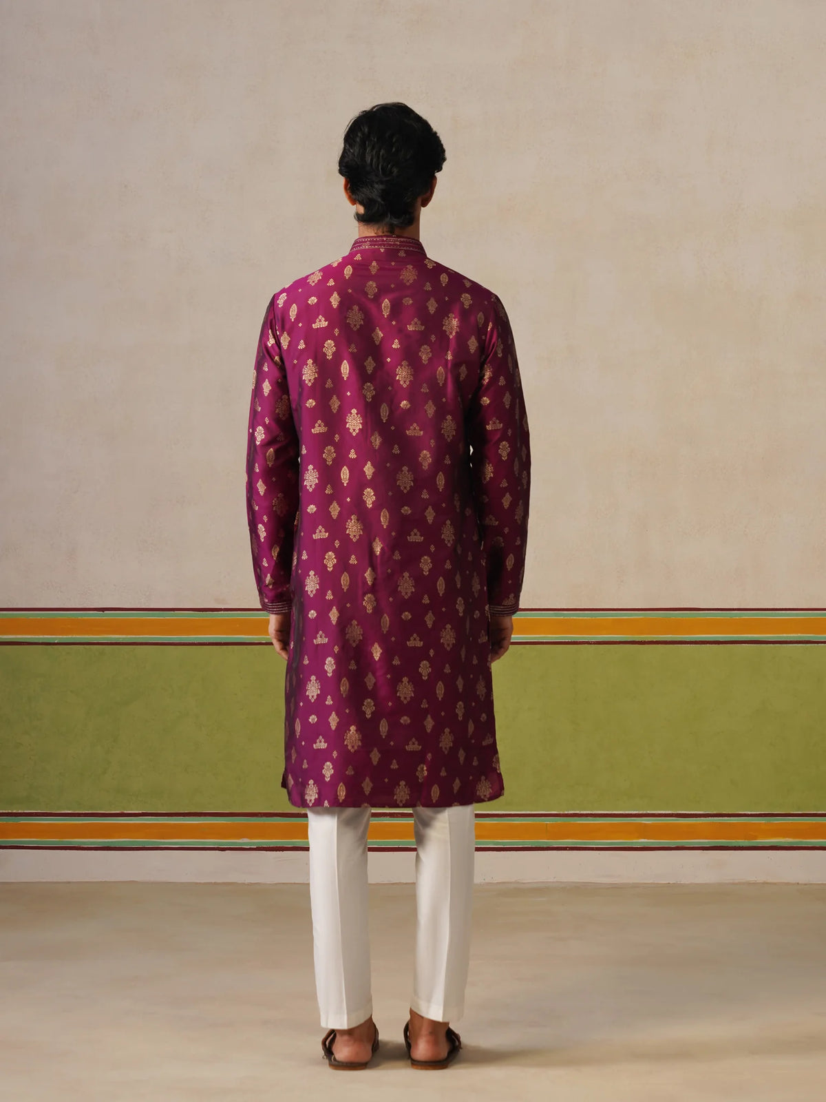 Purple Silk Butti Kurta with Pant