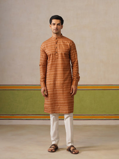 Mustard Butti Cotton Kurta Only