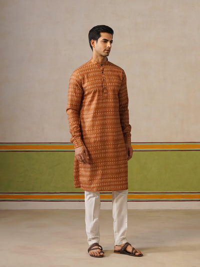 Mustard Butti Cotton Kurta Only