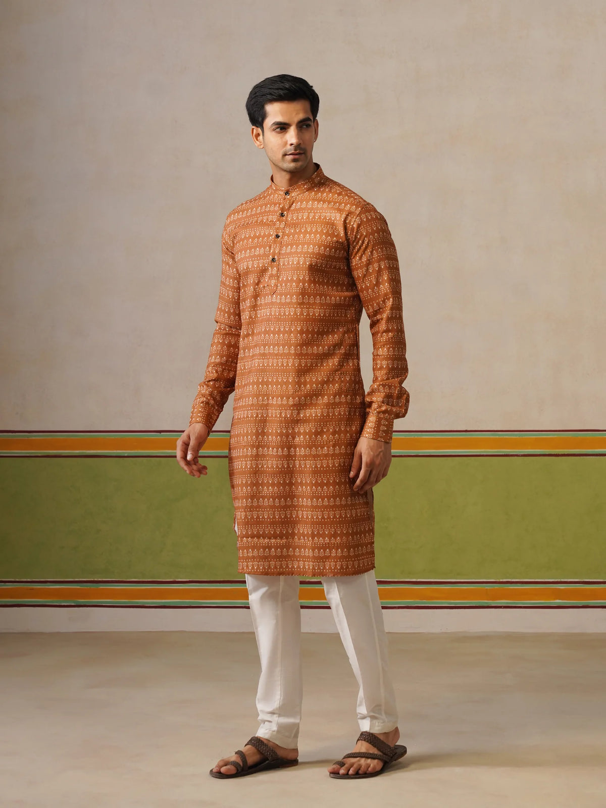 Mustard Butti Cotton Kurta Only