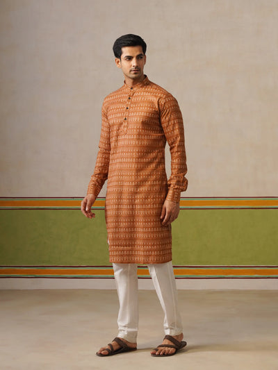 Mustard Butti Cotton Kurta Only