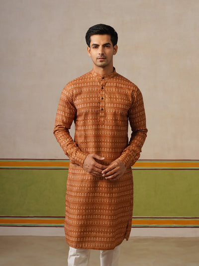 Mustard Butti Cotton Kurta Only