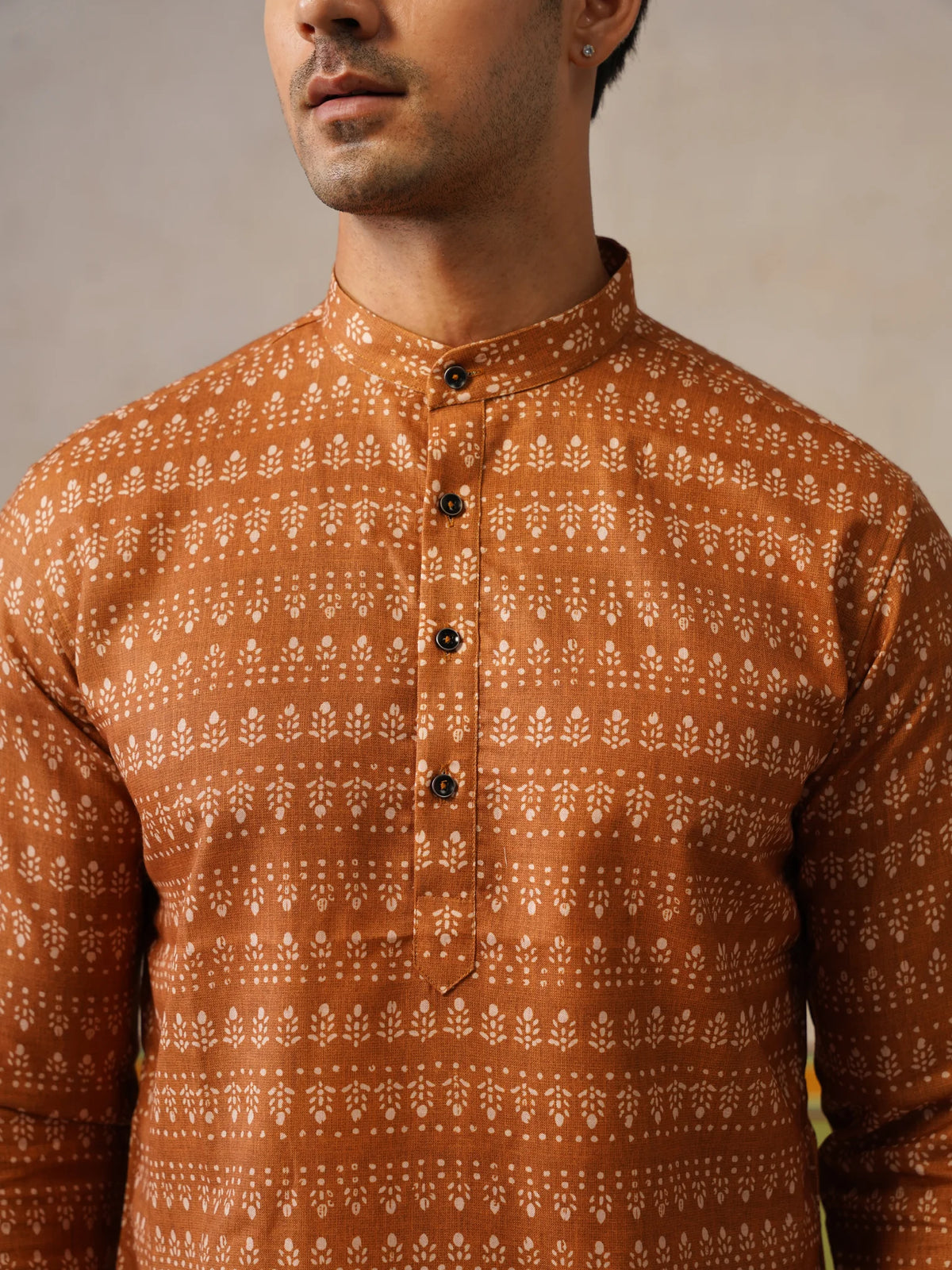 Mustard Butti Cotton Kurta Only