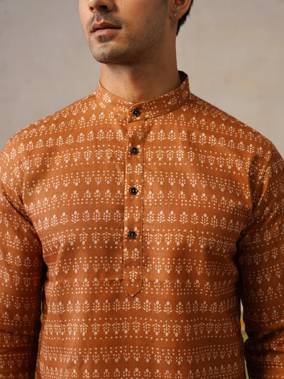 Mustard Butti Cotton Kurta Only