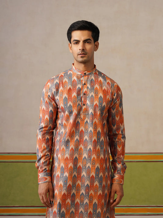 Mens Multi Printed Kurta