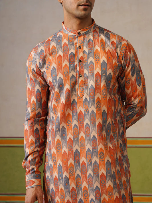 Mens Multi Printed Kurta