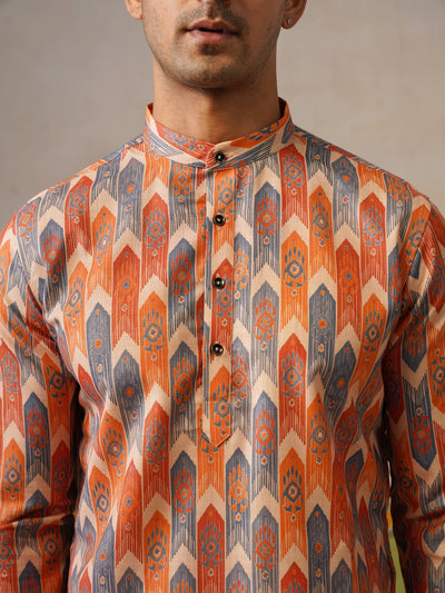 Mens Multi Printed Kurta