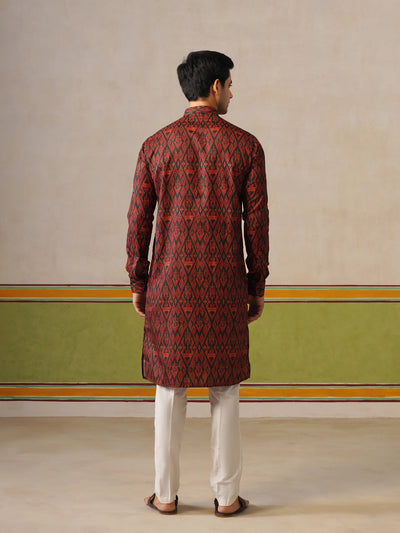 Bottle Green Printed Kurta Only